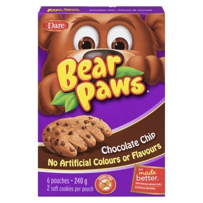Dare Bear Paws Chocolate Chip Cookies 240 g, $2.08/100g
