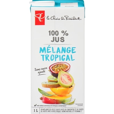 le Choix du Président Mélange tropical 100 % jus 1 l, 0,23 $/100ml