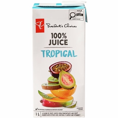 le Choix du Président Mélange tropical 100 % jus 1 l, 0,20 $/100ml