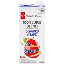 President's Choice Concord Grape 100% Juice Blend 1 l, $0.25/100ml
