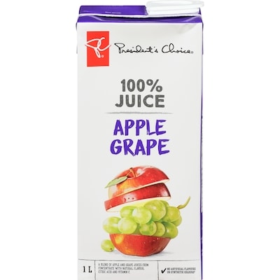 President's Choice 100% Apple Grape Juice 1 l, $0.25/100ml