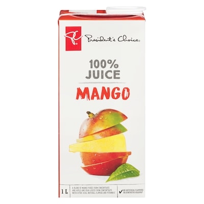President's Choice 100% Mango Juice  1 l, $0.25/100ml