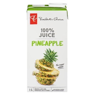 President's Choice 100% Pineapple Juice 1 l, $0.33/100ml