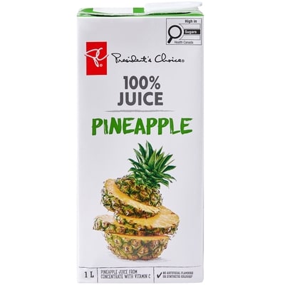 le Choix du Président Jus d'ananas à 100 % 1 l, 0,23 $/100ml