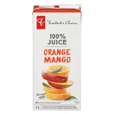 President's Choice 100% Orange Mango Juice 1 l, $0.23/100ml