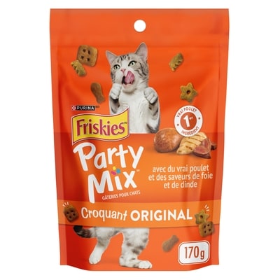 Purina Friskies party mix gâteries pour chats croquant original avec du vrai poulet 170 g, 1,62 $/100g