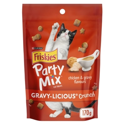 Purina Friskies Party Mix Cat Treats Gravy-licious Crunch Chicken and Gravy 170 g, $1.76/100g