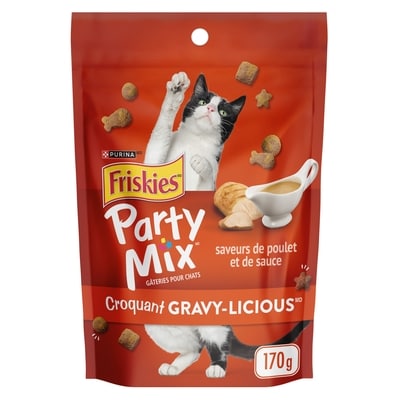 Purina Friskies party mix gâteries pour chats croquant gravy-licious poulet et sauce 170 g, 1,62 $/100g
