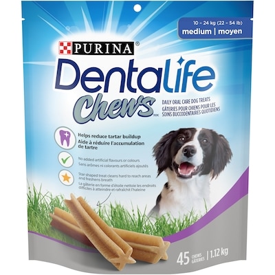 Purina DentaLife Chews Moyen, Gâteries Quotidiennes pour la Dentition des Chiens 1.12 kg, 0,96 $/100g