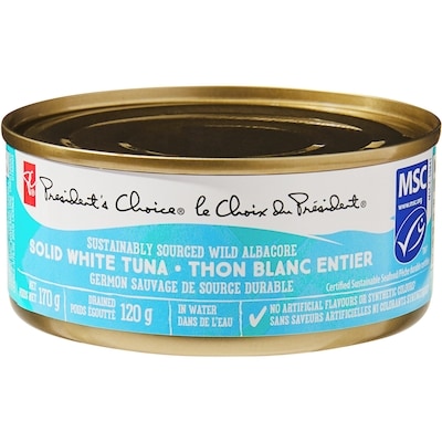 le Choix du Président Thon blanc entier, germon sauvage 170 g, 2,35 $/100g