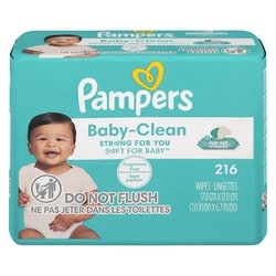 Pampers Baby Clean Wipes Fragrance Free 3X Pop-Top Packs 216 Count