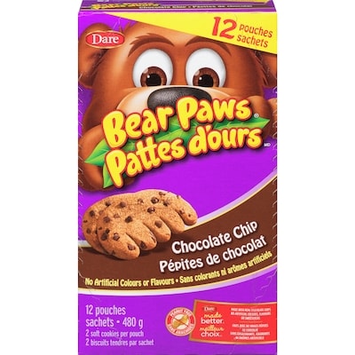 Dare Bear Paws Chocolate Chip Cookies 480 g, $1.04/100g