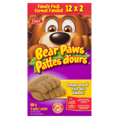 Dare Bear Paws Banana Bread Cookies 480 g, $1.04/100g