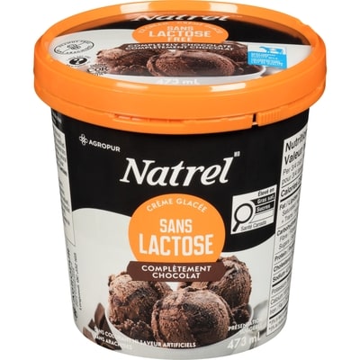Natrel Crème glacée Sans lactose Complètement chocolat 473 ml, 1,22 $/100ml