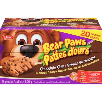 Dare Bear Paws Chocolate Chip Cookies 800 g, $1.31/100g