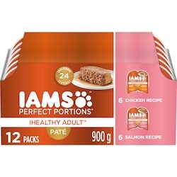 Iams Perfect Portions Cat Wet Food Adult Grain Free Chicken & Salmon Paté Multipack 900 g, $2.44/100g