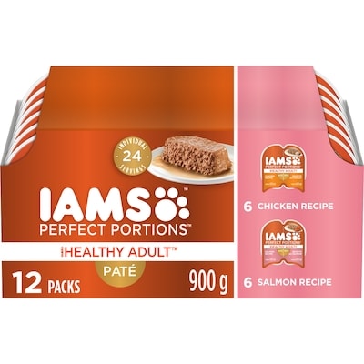 Iams Perfect Portions Cat Wet Food Adult Grain Free Chicken & Salmon Paté Multipack 900 g, $2.67/100g
