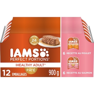 Iams Repas au poulet et au saumon PERFECT PORTIONS pâté en multi-emballage de 12 900 g, 2,44 $/100g