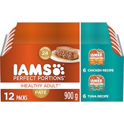 Iams Perfect Portions Cat Wet Food Adult Grain Free Chicken & Tuna Paté Multipack 900 g, $2.55/100g