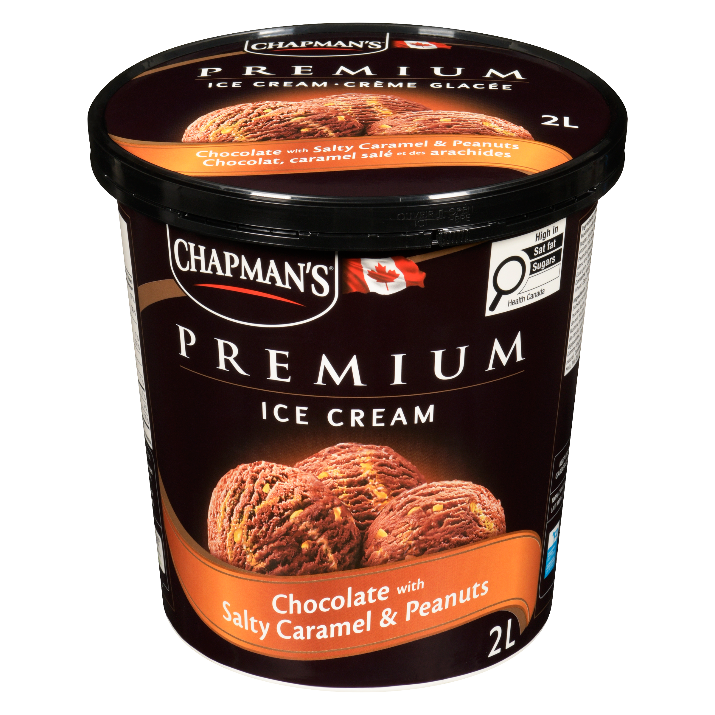 Chapmans Premium Chocolate, Salty Caramel & Peanuts Ice Cream 2 l, $0.35/100ml