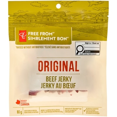 President's Choice Free From Original Beef Jerky 80 g, $7.50/100g