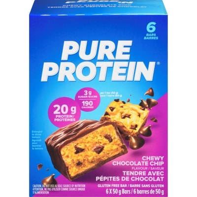 Pure Protein Chewy Chocolate Chip Bar Value Pack 6x50.0 g, $4.16/100g