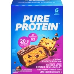 Pure Protein Barre Brisures de Chocolat Tendres Format Économique 6 Barres x 6x50.0 g, 5,16 $/100g