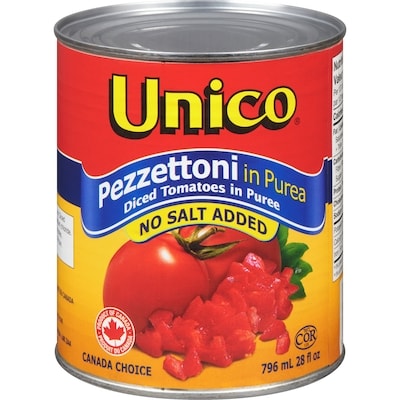 Unico Diced Tomatoes in Puree No Salt Added 796 ml, $0.34/100ml