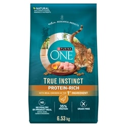 Purina ONE True Instinct Dry Cat Food Grain Free Chicken 6.53 kg, $0.69/100g