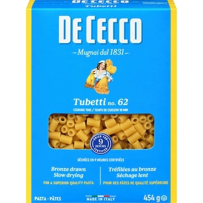 De Cecco Pâtes Tubetti No. 62 454 g, 0,77 $/100g