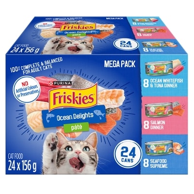Purina Friskies Pâté Wet Cat Food Ocean Delights Variety Pack 24 Count 3.74 kg, $0.59/100g