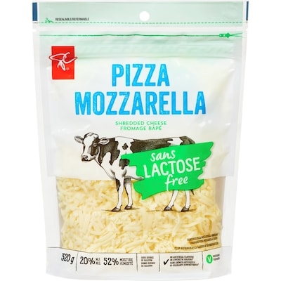 President's Choice Lactose Free Pizza Mozzarella Shredded Cheese 320 g, $2.03/100g