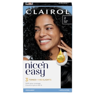 Clairol Nice'n Easy 2 Noir, Coloration permanente, Couleur d'aspect naturel supérieur 1 ea, 8,00 $/1ch