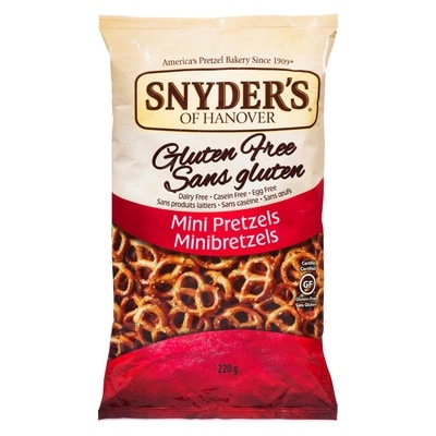 Snyders Gluten Free Mini Pretzels 220 g, $2.95/100g