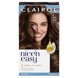 Nice'n Easy 5 Medium Brown, Permanent Hair Dye, Superior Natural Looking Colour
