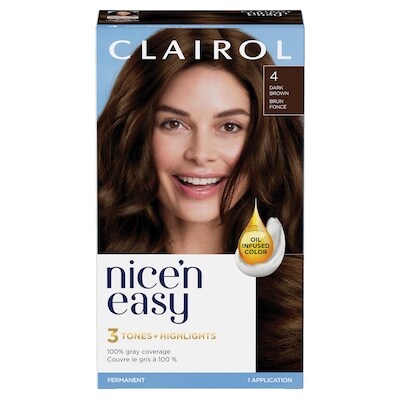 Clairol Nice'n Easy 4 Brun Foncé, Coloration permanente, Couleur d'aspect naturel supérieur 1 ea, 9,00 $/1ch