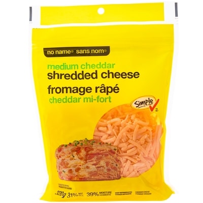 No Name Shredded Medium Cheddar 320 g, $1.87/100g
