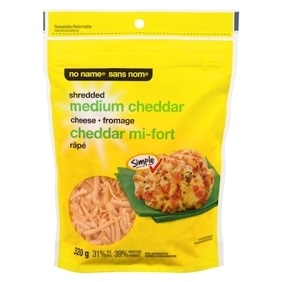 Sans Nom Cheddar mi-fort râpé 320 g, 2,03 $/100g