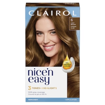 Clairol Nice'n Easy 6 Châtain Clair, Coloration permanente, Couleur d'aspect naturel supérieur 1 ea, 12,49 $/1ch