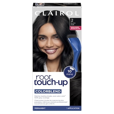 Clairol Root Touch-Up 2 Noir, Coloration permanente, #1 retouche racines au Canada, Couvre les cheveux gris à 100% 1 ea, 8,00 $/1ch