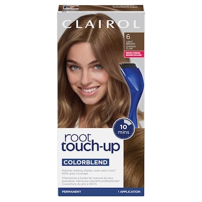 Clairol Root Touch-Up 6 Châtain Clair, Coloration permanente, #1 retouche racines au Canada, Couvre les cheveux gris à 100% 1 ea, 8,00 $/1ch