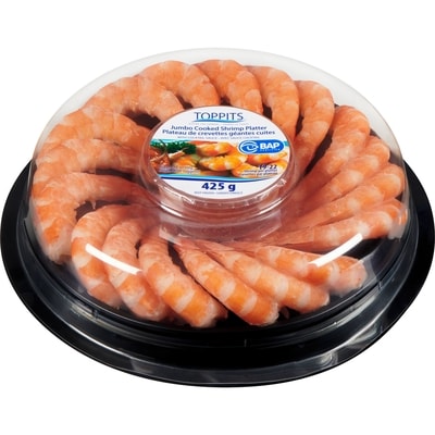 Toppits Jumbo Cooked Shrimp Platter with Cocktail Sauce 425 g, $4.47/100g