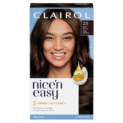 Clairol Nice'n Easy 2.5 Noir Soyeux, Coloration permanente, Couleur d'aspect naturel supérieur 1 ea, 12,99 $/1ch