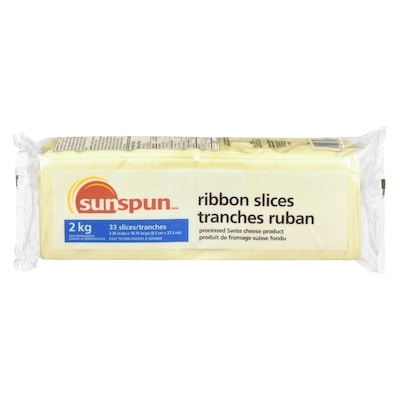 Sunspun Produit de fromage suisse fondu, tranches ruban 2000 g, 1,15 $/100g