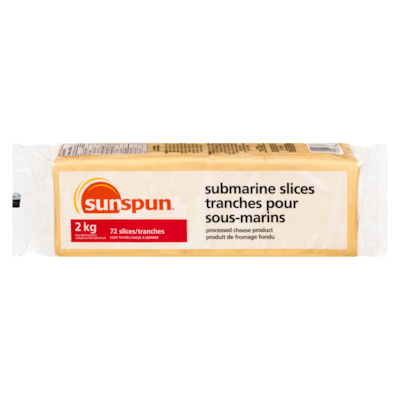 Sunspun Produit de fromage fondu, tranches pour sous-marins 2000 g, 1,15 $/100g
