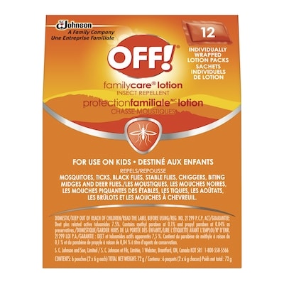 Off! protection familiale lotion chasse-moustiques 12 sachets de lotion 12x1.0 ea, 0,92 $/1ch
