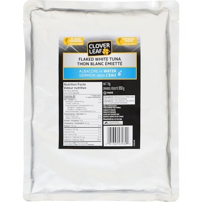 Clover Leaf CloverLeaf Thon Blanc Émietté Germon dans l'Eau 1 kg 1 kg, 1,90 $/100g