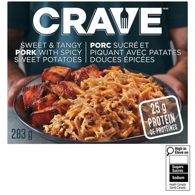 Crave Porc effiloché sucré et piquant avec patates douces épicées surgelé 283 g, 1,33 $/100g