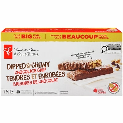 le Choix du Président Barres tendres aux brisures de chocolat enrobées  1240 g, 1,29 $/100g