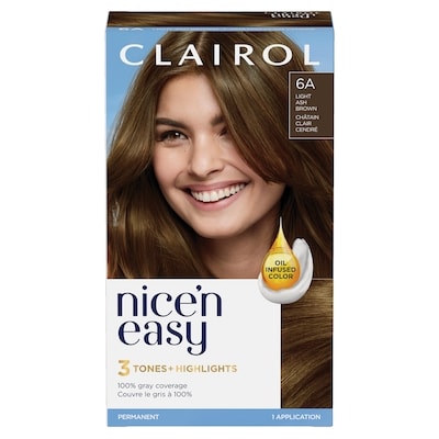 Clairol Nice'n Easy 6A Châtain Clair Cendré, Coloration permanente, Couleur d'aspect naturel supérieur 1 ea, 7,00 $/1ch